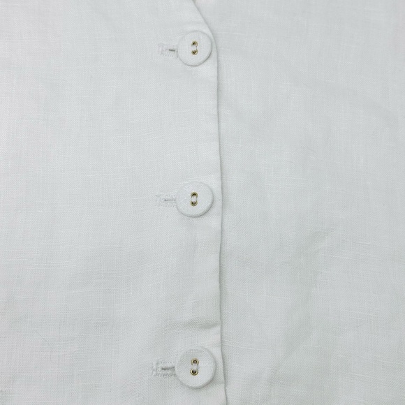 DISSH 100% Linen Sleeveless Vest Size 10 US White Button up Coastal Minimalist - Picture 4 of 11